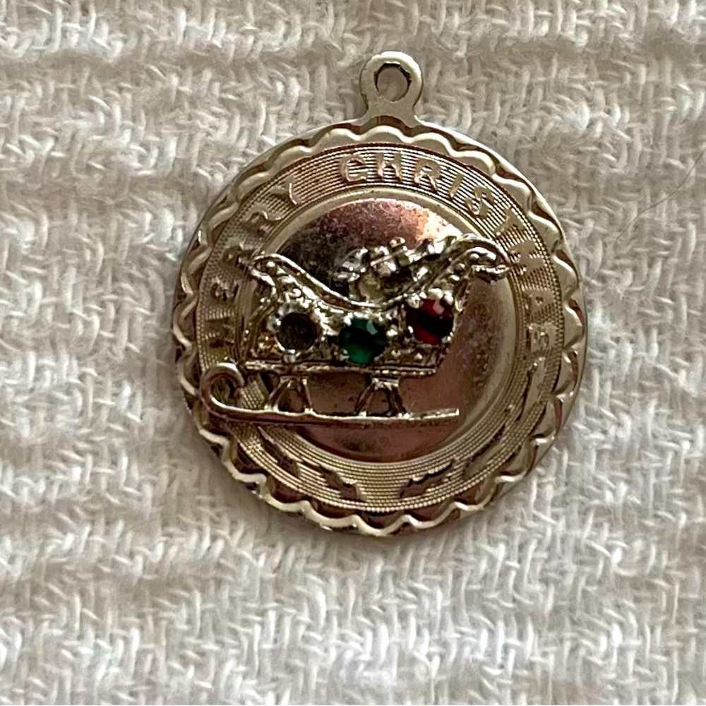 Adorable VINTAGE “Merry Christmas” sleigh charm